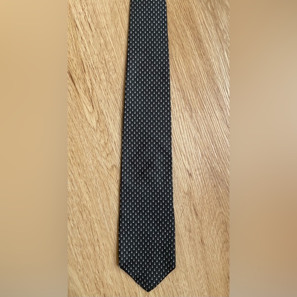 Lanvin New York Paris luxury silk tie 100% silk black with gray design designer - Picture 1 of 4
